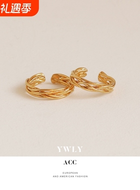 欧美简约金属线条缠绕手饰 小众冷淡风设计感叠戴开口戒指ins潮