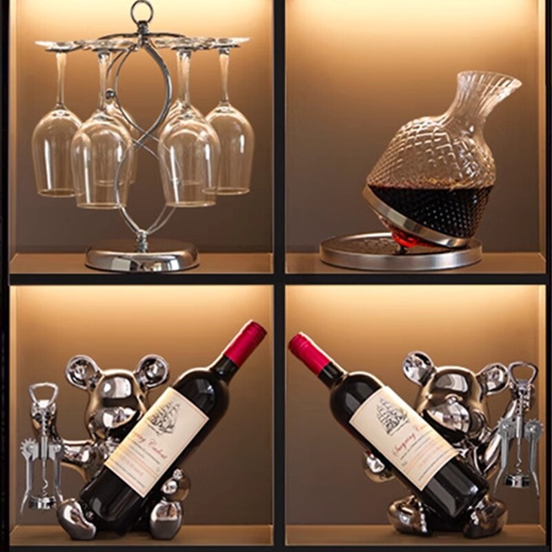 暴力熊红酒架摆件乔迁装饰玄关客厅餐边柜高级感酒柜装饰品摆件