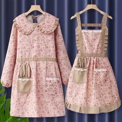 厨房围裙家用纯棉女长袖203新