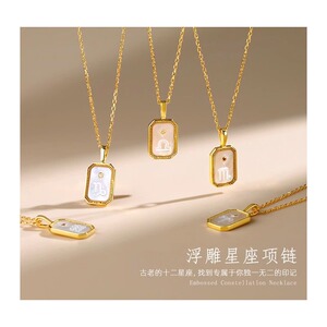 新品】嘻咕纯银S925吊坠银饰浮雕十二星座狮子座巨蟹座项链吊坠