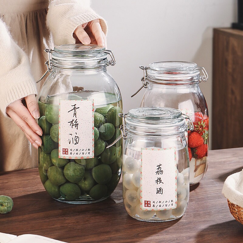 青梅泡酒瓶玻璃密封罐果酒瓶酿酒罐杨梅酒容器空瓶酒坛自制存酒桶