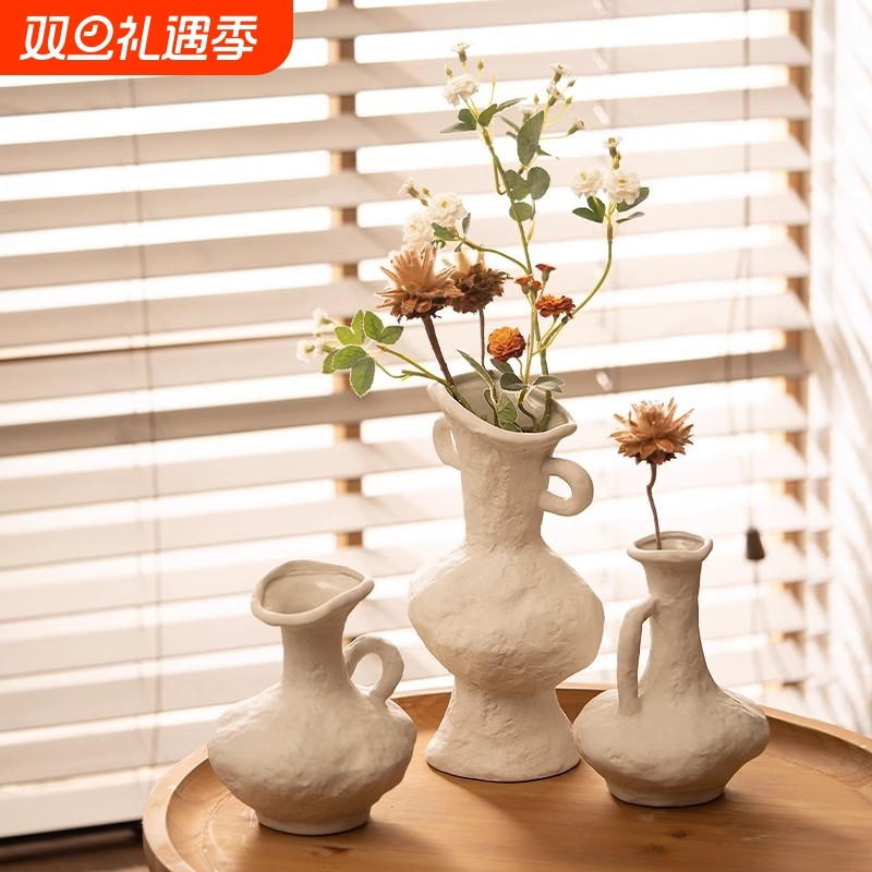 景德镇传统手工艺品餐桌茶几摆件茶壶陶瓷花瓶粗陶创意花器装饰品