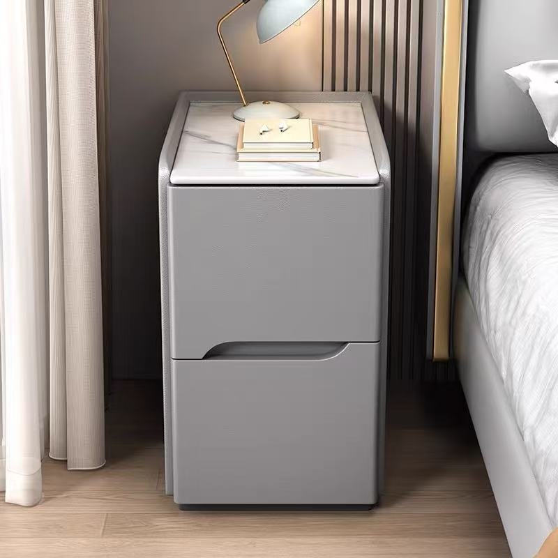 迷你全实木款床头柜床边柜超窄卧室储物柜皮质轻奢落地小型免安装