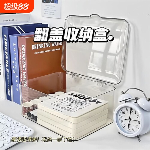 翻盖式透明亚克力桌面收纳盒