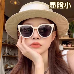米白色墨镜刘亦菲同款高级感显脸小防紫外线圆脸夏季防晒太阳镜潮