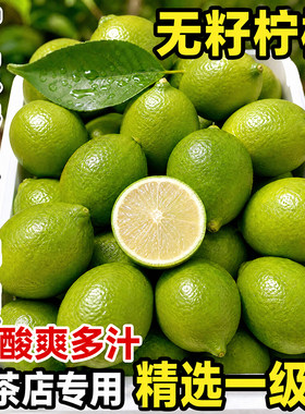 一级广东香水柠檬青柠檬无籽新鲜奶茶店香柠檬茶用多汁果原汁精选
