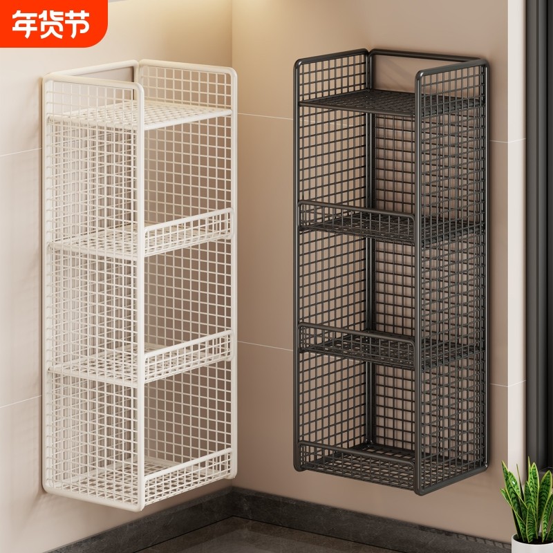 壁挂式厨房葱姜蒜置物架家用贴墙式多功能免安装办公室多层收纳架,收纳整理,整理架/置物架/收纳架,淘宝优惠券,粉丝福利购,淘宝优惠卷