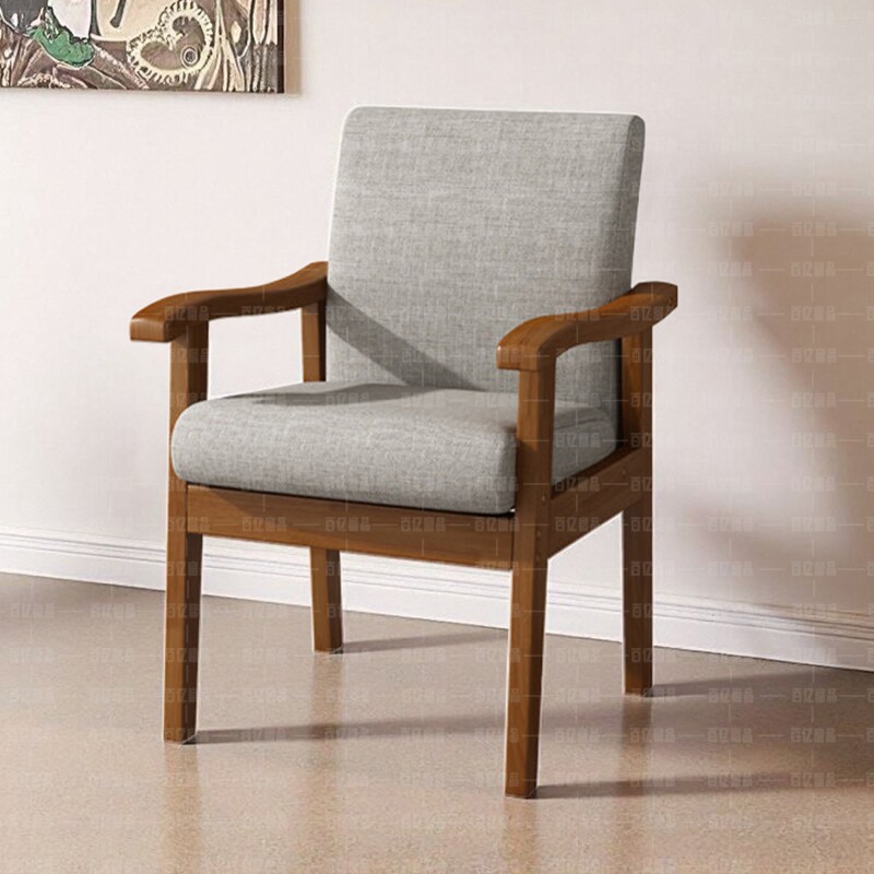 实木现代简约家用餐椅扶手椅靠背椅子麻将椅老人椅软包沙发椅餐厅