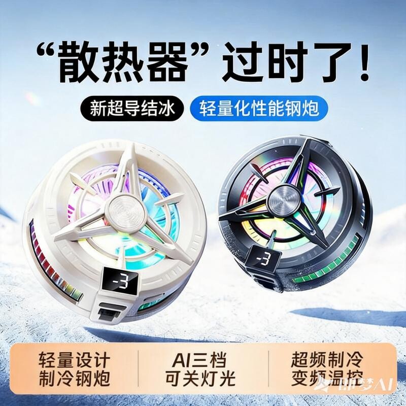 手机散热器苹果磁吸半导体制冷静音主播直播打游戏吃鸡降温散热适用i于pad黑鲨iqoo小米2026年新款电竞大面积