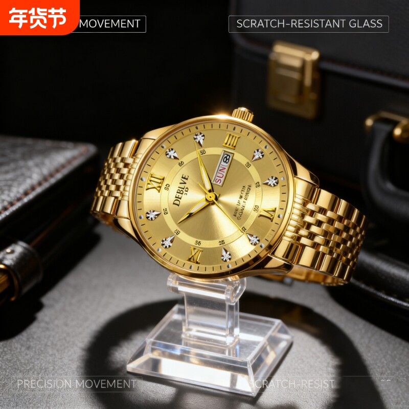 手表瑞士名表正品全自动机械风石英表商务高级感夜光防水时尚钢带