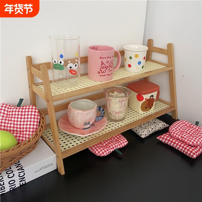 加长中古风杯子收纳置物架杯架双层桌面杂物水杯收纳架宿舍茶杯架,家庭/个人清洁工具,杯架,淘宝优惠券,粉丝福利购,淘宝优惠卷