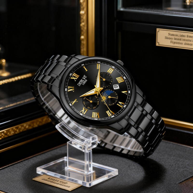 手表男款机械风全自动防水高级感全自动男表数字双日历防水腕表男