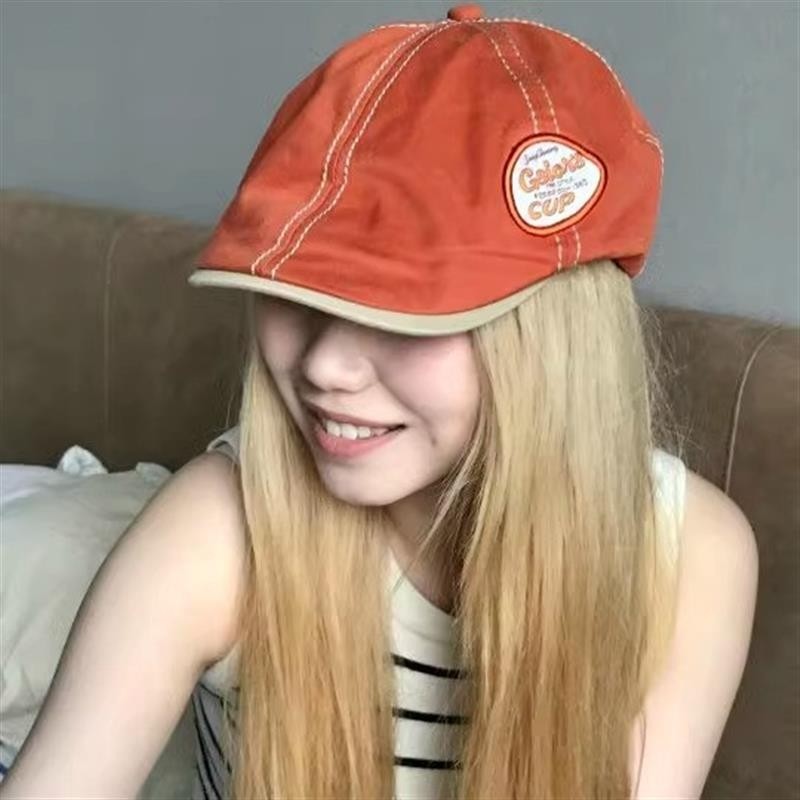 美式小南瓜复古前进帽女夏季日系百搭大头围贝雷帽显脸小报童帽子