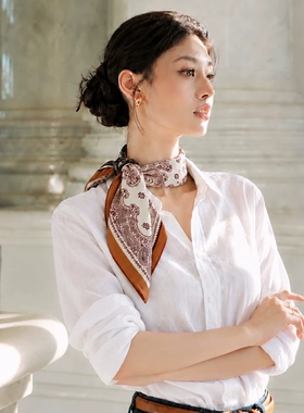 韩国腰果花系脖丝巾女2026新款高级感围巾方巾配衬衣腰带屁帘配饰
