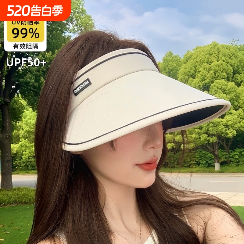 夏季薄帽子女遮阳防晒2026新款空顶凉帽夏天户外太阳帽大帽檐黑色