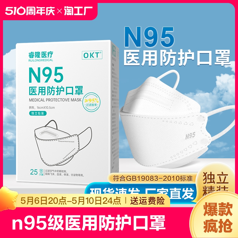 n95级医用防护口罩一次性医疗级别3d立体高颜值女秋冬季正品鱼嘴 医疗器械 口罩（器械） 原图主图