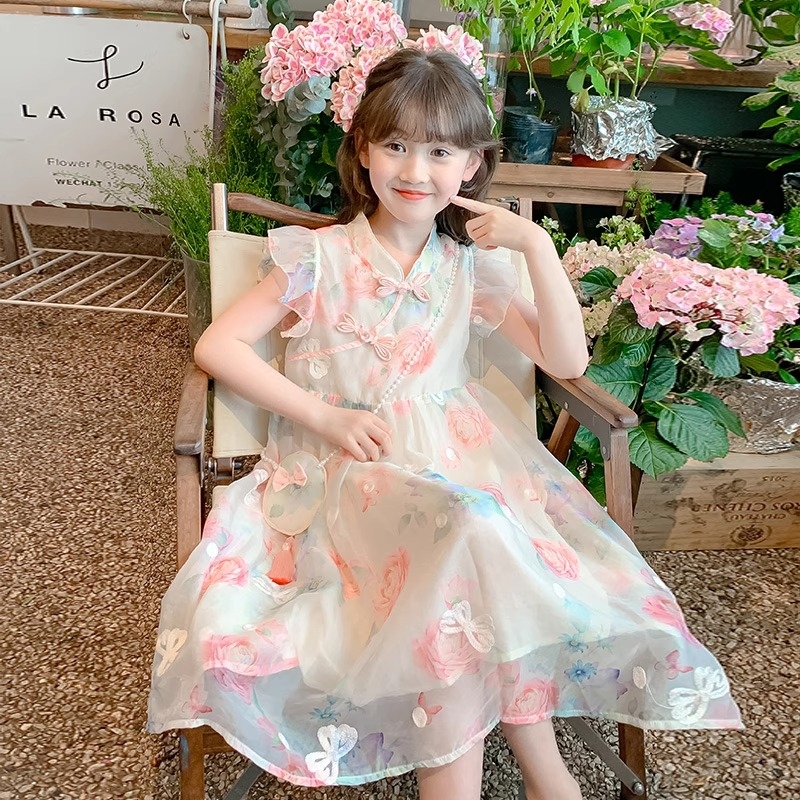 女童汉服公主纱裙子新款中式连衣裙夏装2025洋气儿童国风