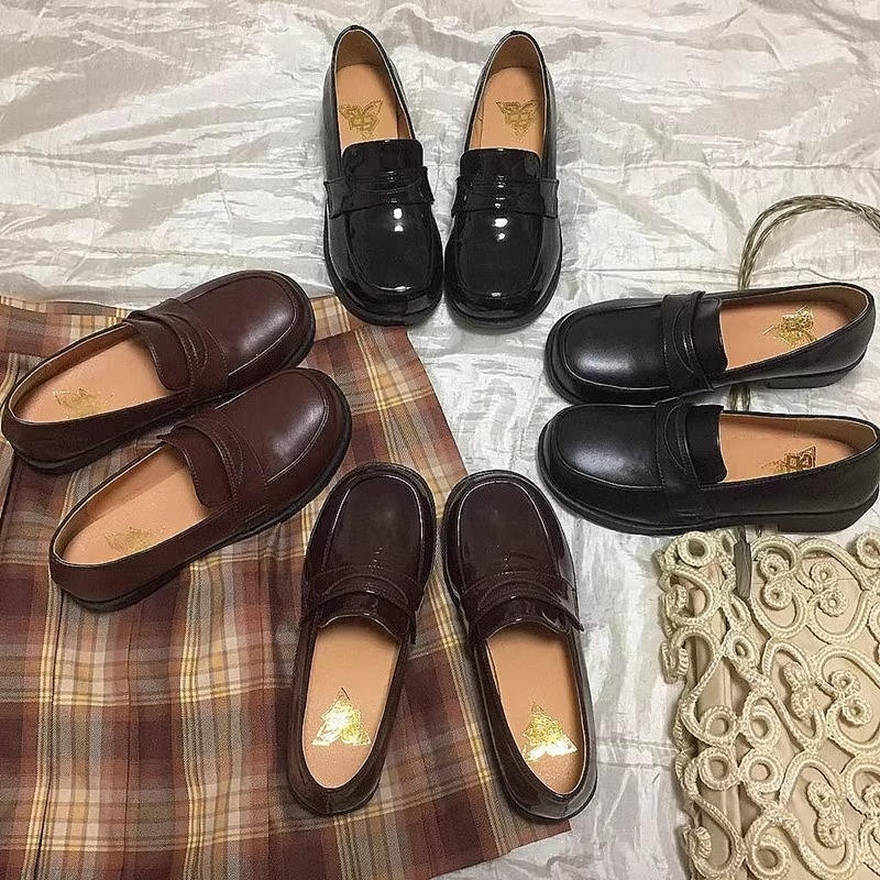 原创校供鞋jk鞋子低中跟学院风日系方头制服鞋乐福鞋女粗跟