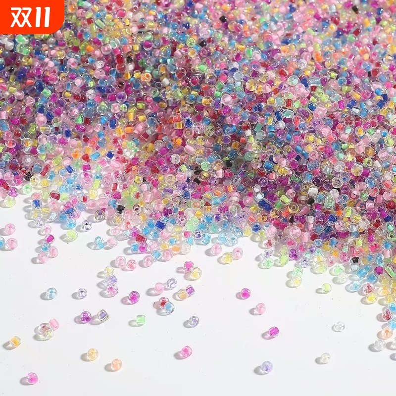 2 3 4mm染芯米珠玻璃串珠散珠子手工diy自制手链刺绣流苏材料配件