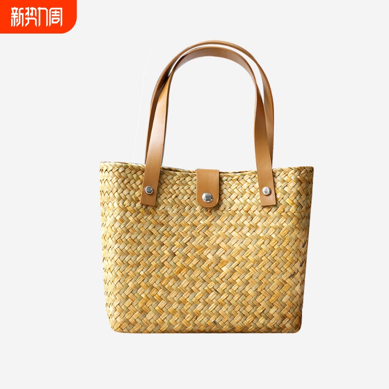 手提小方包草编包编织包度假风沙滩包手拎菜篮子包草编时尚包女包