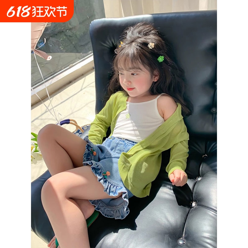 女童轻薄款针织小披肩外套夏季2025新款儿童宝宝防晒衣遮阳空调衫