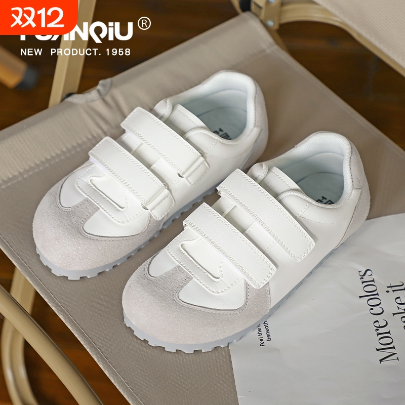 环球魔术贴小白鞋女2025新款复古学生百搭白色潮流休闲运动帆布鞋