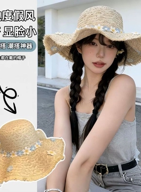 草帽海边帽子女2026新款夏季大帽檐度假太阳帽沙滩编织遮阳防晒