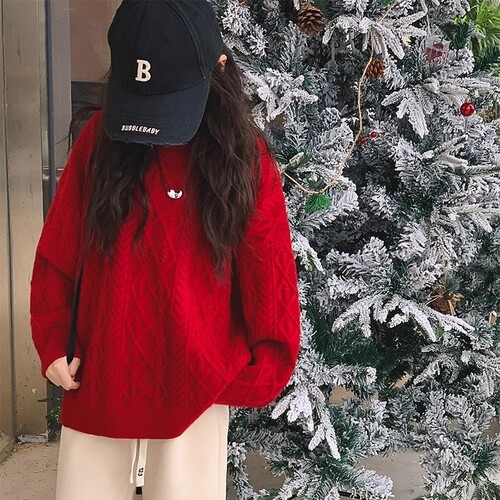 女童红色毛衣打底衫冬装针织衫大童洋气女孩毛线衣儿童上衣毛线衫