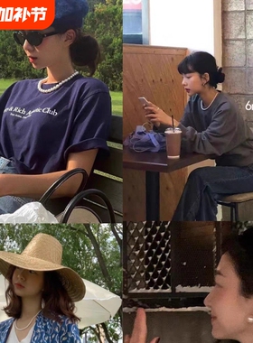 复古施家珍珠项链女高级感锁骨颈链轻奢网红博主同款玻璃珠项链女