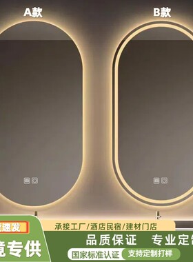 椭圆形智能浴室镜卫生间洗漱台镜led触控化妆玻璃防雾墙面悬挂