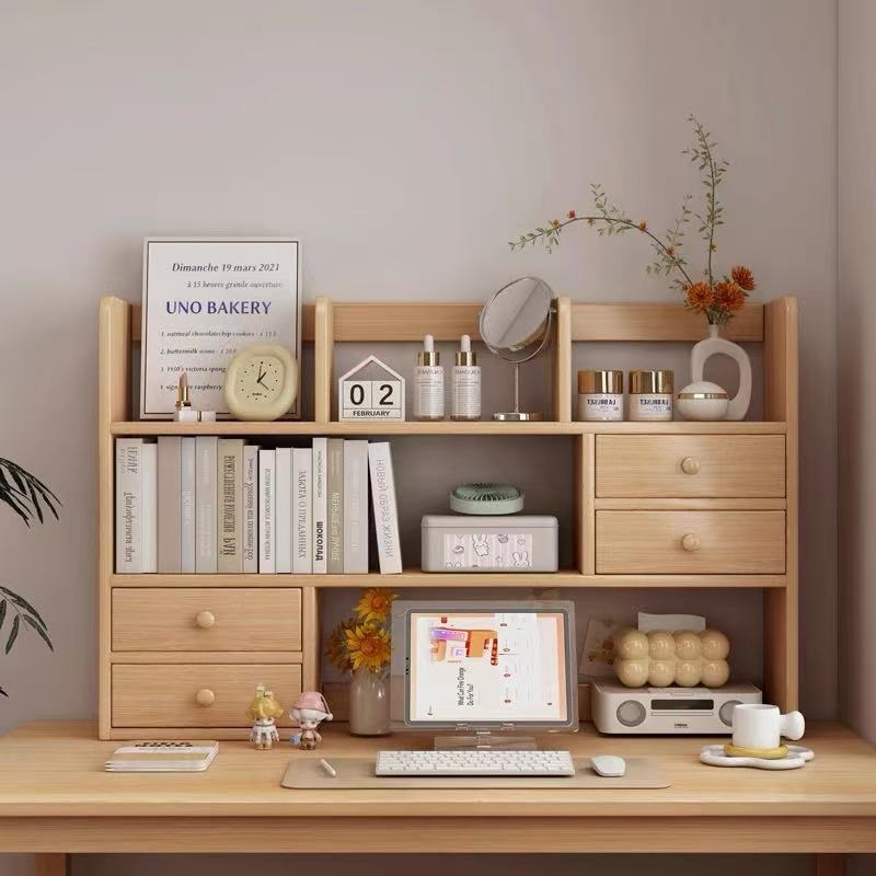 【热销款】实木桌面书架置物架