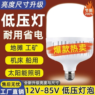 led灯节能灯12v24v36v48v低压灯泡E27螺口交直流工地电瓶太阳能灯
