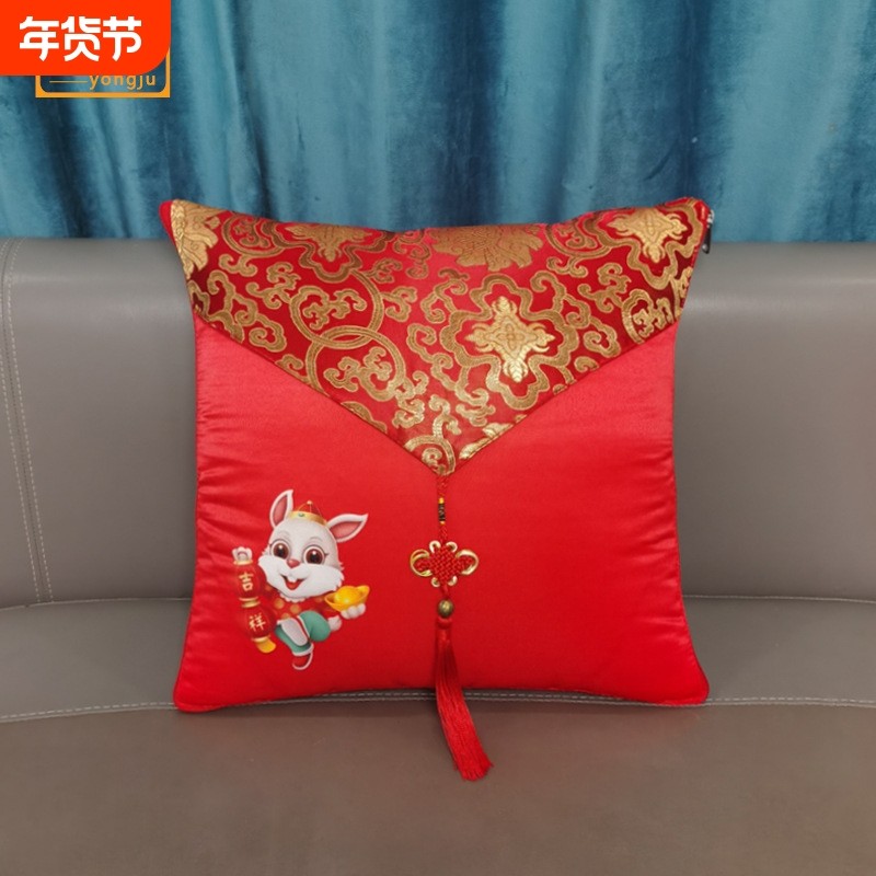 厂家直供中国结绸缎抱枕被大方喜庆靠垫中式折叠两用抱枕可加logo