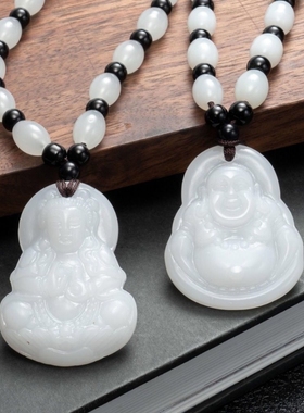 东陵玉白玉观音弥勒佛吊坠活动礼品貔貅男女项链玻璃饰品祈福f4
