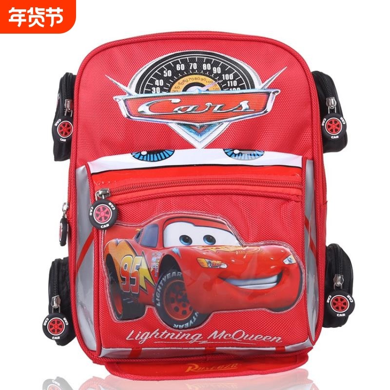 新款外贸儿童书包 卡通小学生书包麦昆汽车双肩背包减负背包批发