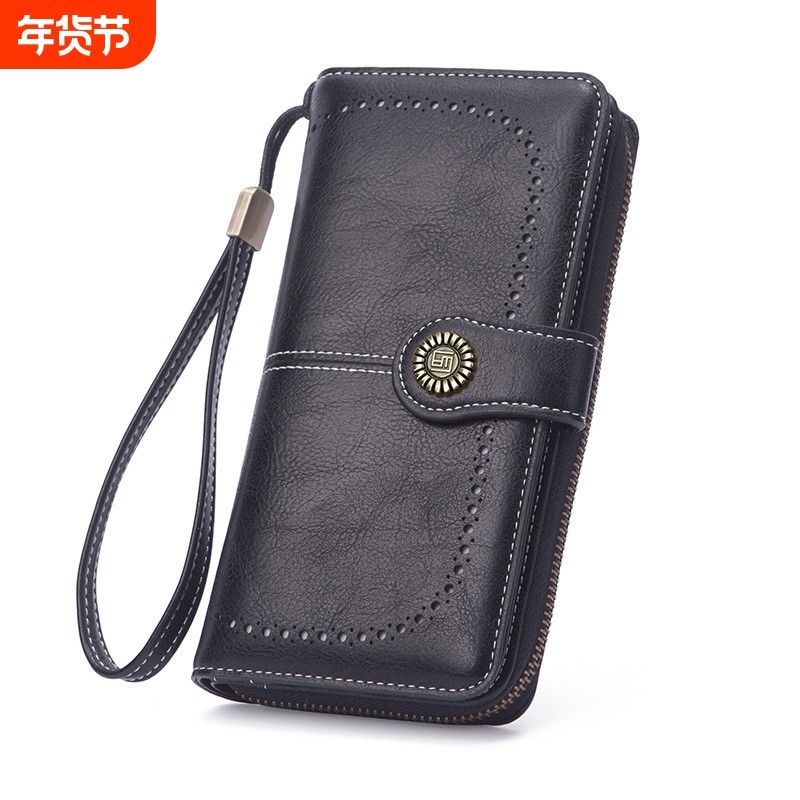 跨境2023新款女士钱包 油蜡皮大容量手机包 韩版搭扣镂空长款钱包,箱包皮具/热销女包/男包,钱包,淘宝优惠券,粉丝福利购,淘宝优惠卷