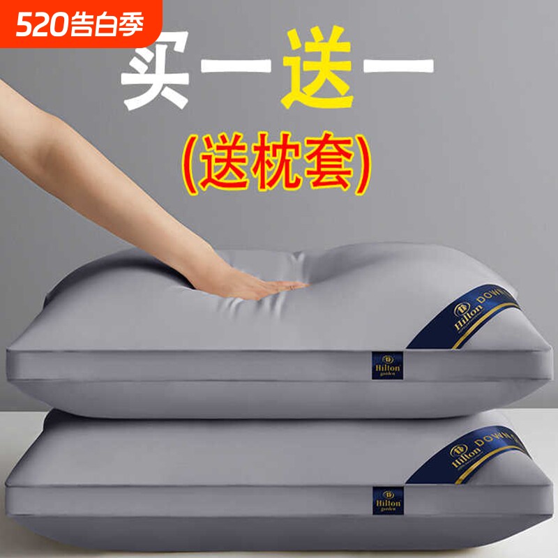枕头护颈椎助睡眠学生单人枕芯和枕头套一套酒店专用头枕一只装
