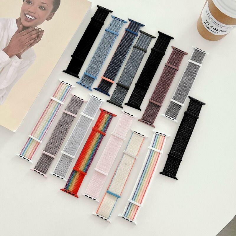 适用苹果iwatch11代S10/9/8/7尼龙手表带SE/UItra3/2/1运动风两节尼龙表带简约商务 - 实物图
