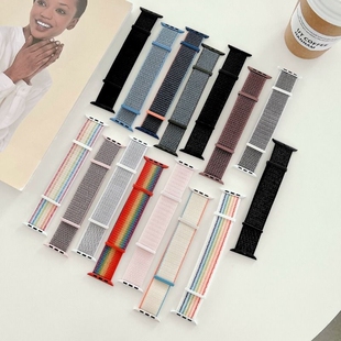 适用苹果iwatch11代S10/9/8/7尼龙手表带SE/UItra3/2/1运动风两节尼龙表带简约商务