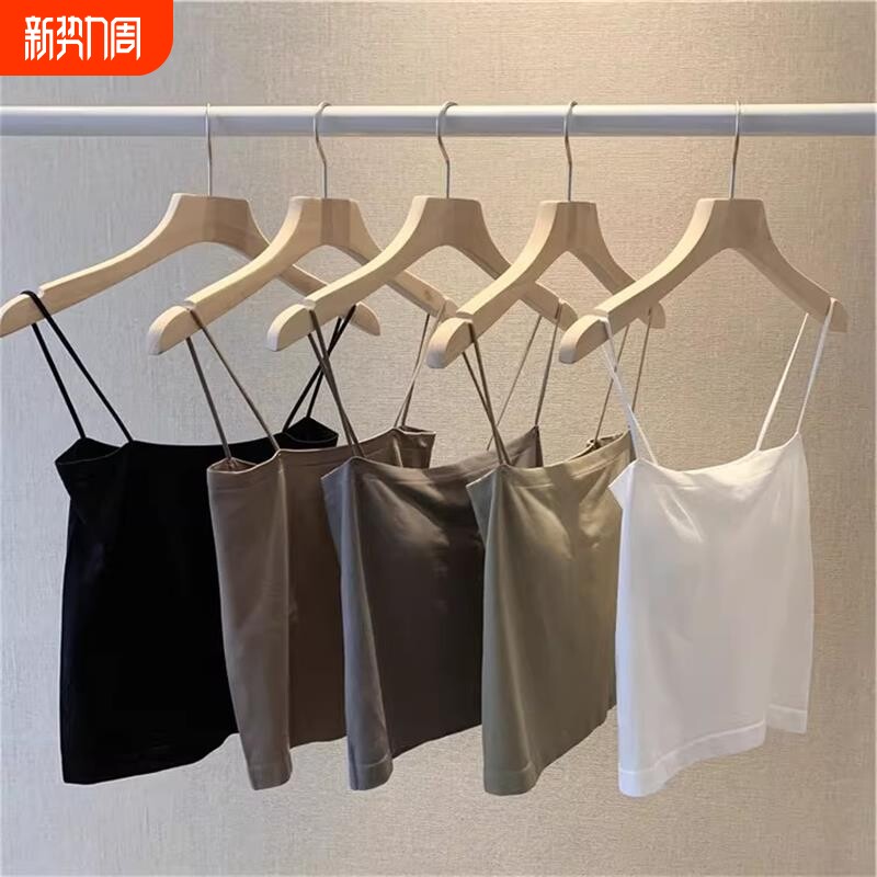 质量版独立装纯色吊带背心女夏带胸垫上衣无钢圈无缝裹胸细带抹胸