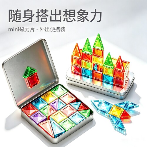 迷你磁力片便携口袋方块磁吸积木磁铁石mini旅行儿童益智拼装玩具
