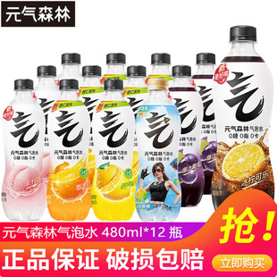 480ml元 白桃葡萄可乐VC橙0糖0卡 气森林气泡水12瓶装