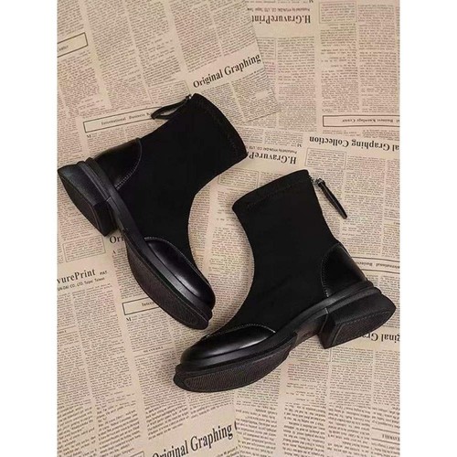 紅蜻蜓女鞋法式短靴女2025新款秋冬高级感裸靴小个子磨砂防水台