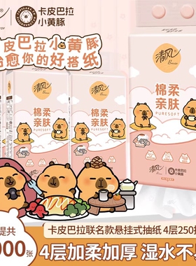 清风悬挂式抽纸挂抽4层250抽10提整箱家用手纸厕纸壁挂式卫生纸巾