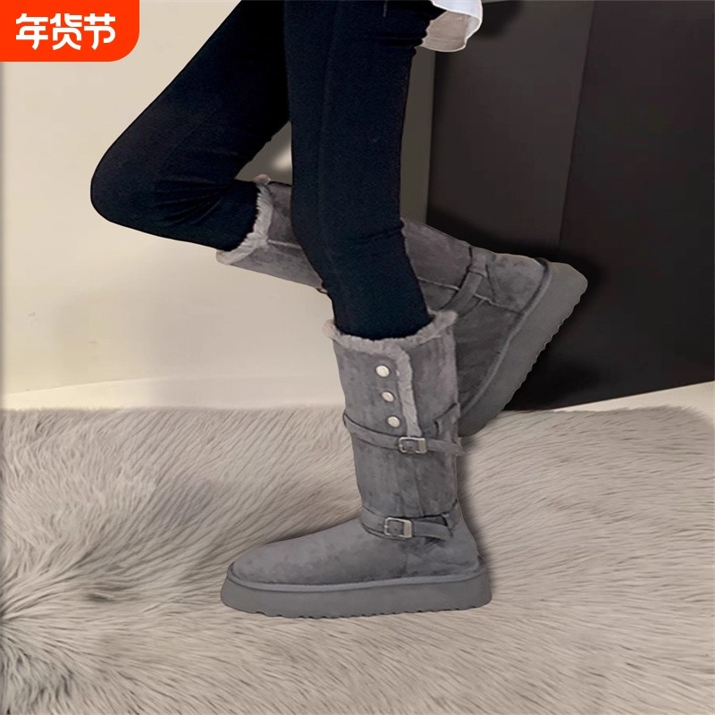 小个子长筒靴女2025新款秋冬女鞋灰色加绒保暖棉靴雪地内增高高筒,女鞋,时尚雪地靴,淘宝优惠券,粉丝福利购,淘宝优惠卷