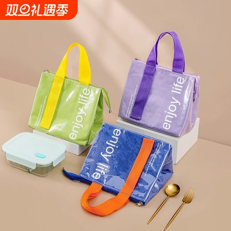 饭盒袋pu防水防油保温手提袋便当包饭盒手提袋子上班族学生大容量