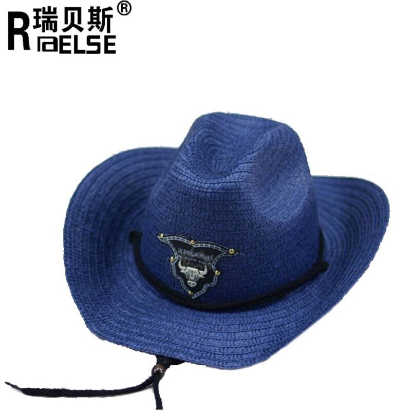 西部牛仔爵士帽 遮阳沙滩帽 旅游防晒大檐男女帽草帽