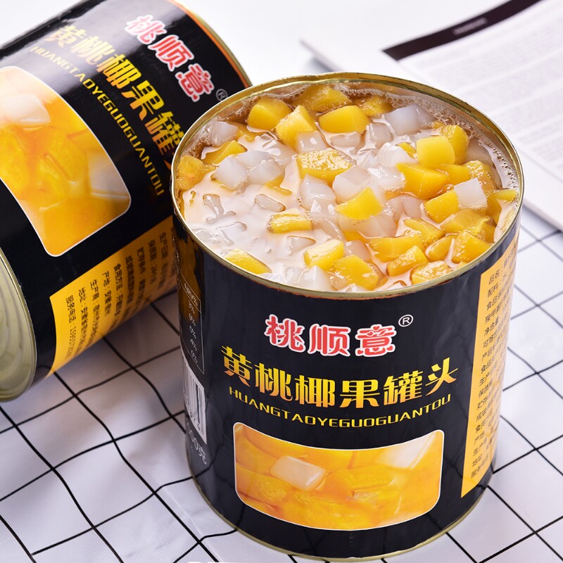 黄桃椰果罐头商用大罐3公斤大桶装3kg什锦水果餐饮顺意果肉罐装