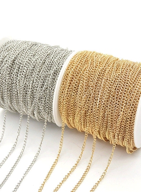 DIY手工饰品配件铁质加密炼延长炼条尾炼古风服饰手錬材料3*4mm