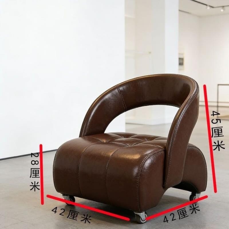 新款简约单人沙发椅静音万向轮溜溜凳家用高颜值软坐可移动矮凳子图片